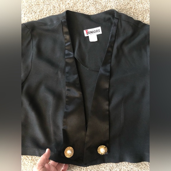 TJuniors cropped blazer bolero size 11/12 Vintage party evening pearls buttons - Picture 9 of 12